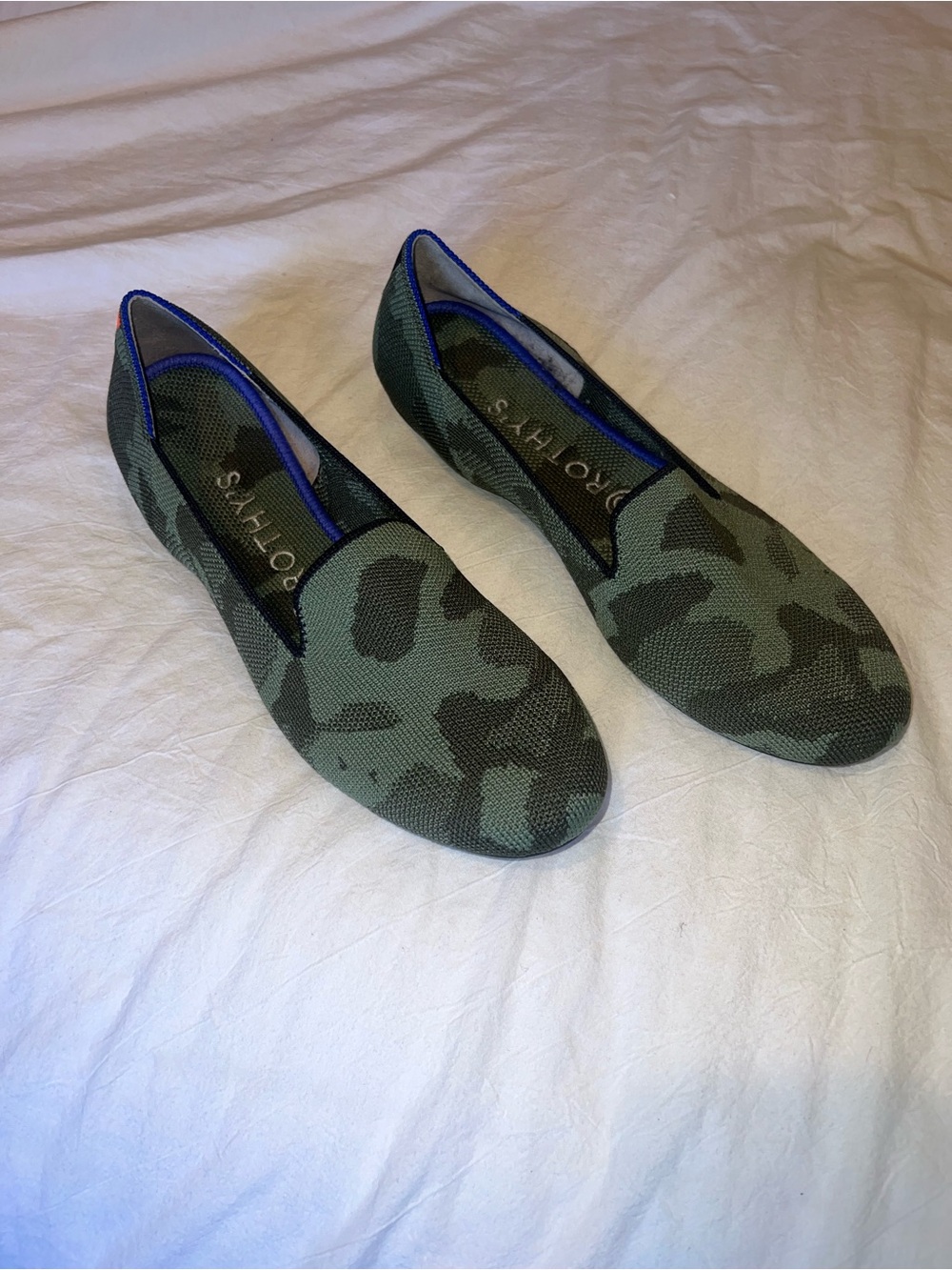 Rothy's Green Camouflage Slip-On Flats